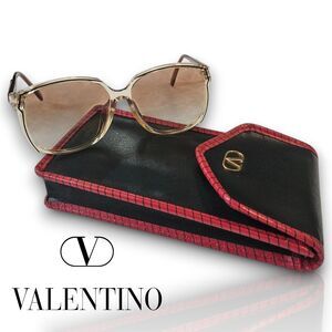 Valentino Garavani Oversized Brown Gradient Sunglasses & Case, 80s Vintage, VGUC